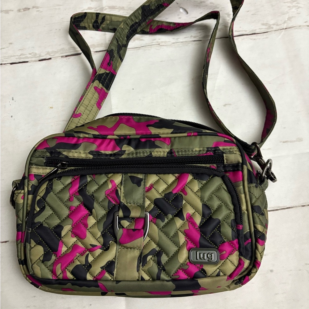 Lug Carousel Classic Crossbody Bag Orchid Camouflage Print RFID